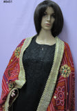 Rani 8451 Black Sharara Salwar Kameez M Red Dupatta Inspired by Rani Mukharjee