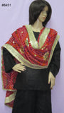 Rani 8451 Black Sharara Salwar Kameez M Red Dupatta Inspired by Rani Mukharjee