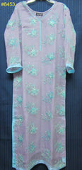 Pakistani 8453 Lilac Embroidered Kameez Dupatta Plazo Pants Suit Medium Size
