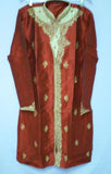 Men's 8455 Red Tussar Kurta Ivory Tussar Pajama Medium Size