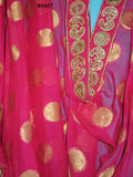 Scarf 8467 Pink Red Georgette Zari Jamawar Party Wear Dupatta Chunn