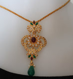 Pendant 085 Gold Impression Emerald Garnet Pendant Set Shieno