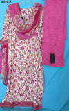 Suit 8503 White Crepe Pink Floral Medium Size Salwar Kameez Shieno Sarees