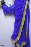 Saree 8519 Purple Georgette Gold Border Bridesmaids Sari Shieno Sarees