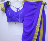 Saree 8519 Purple Georgette Gold Border Bridesmaids Sari Shieno Sarees