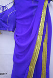 Saree 8519 Purple Georgette Gold Border Bridesmaids Sari Shieno Sarees