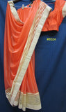 Saree 8524 Orange Sheesha Dobby, Gold Shimmer Border Sari Shieno Sarees