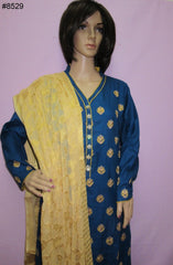 Pakistani 8529 Teal Winter Salwar Kameez Dupatta Suit Large Size