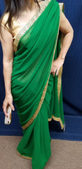 Saree 8544 Georgette Solid Colors Cocktail Saree Semi Stitched Blouse