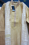 Men's 8637 Medium Size Gold Slub Tussar Kurta Pajama Dupatta Set