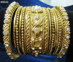 Bangles 8650 Golden Indian Set of Kadra and Bangles