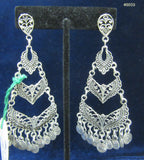 Earrings 8659 Silver Black tone classic steps Earrings