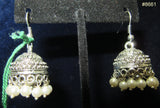 Earrings 8661 Silver Black tone with Pearls Jhumka Earrings