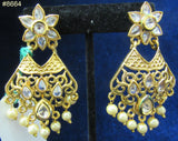 Earrings 8664 Gold Tone Star with Crystals and Pearls Earrings