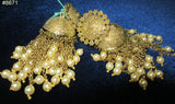 Earrings 8671 Gold Stud Jhumka Golden Strings Pearl beaded Earrings