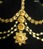 Maatha 8682 Maatha Patti Jewelry Gold Tone Golden Stones Crystals with Pearl Beaded Strings