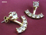 Earrings 8694 Gold Two in One Gold CZ Golden Earrings