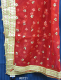 Full Size 8312 Heavy Work Puja Chuni, Red Georgette Full Size Mata Ki Chunni