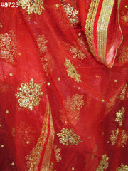 Dupatta 8723 Red Net Heavy Work Bridal Chuni Dupatta