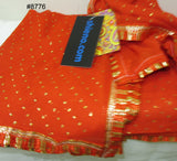Scarf 8780 Georgette Solid Colors Golden Pin Dots Dupatta Chunni Shawl