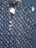 Blouse 8801 Navy Blue Cotton Printed Career Wear Small Medium Size Kurti