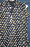 Blouse 8801 Navy Blue Cotton Printed Career Wear Small Medium Size Kurti