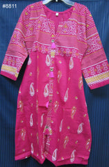 Blouse 8811 Pink Color Cotton Printed Career Wear Medium Size Kurti