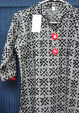 Blouse 8813 Gray Cotton Black Printed Flared Career Wear Small Medium Size Kurti