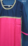 Blouse 8819 Bi Color Cotton Linen Embroidered Career Wear Small Size Kurti