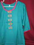 Blouse 8823 Solid Color Cotton Linen Embroidered Career Wear Small Size Kurti
