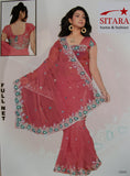 Saree 889 Net Melon Pink Party Wear Sari Shieno Sarees