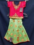 Girl’s 8959 Green Lehenga with Pink Choli Set Size 18