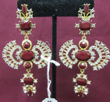 Earrings 8961 Golden CZ Red Garnet finish Earrings Pair Shieno