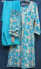 Suit 8970 Firozi Printed Salwar Kameez Dupatta Medium 38 Size Suit