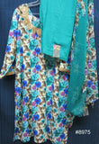 Suit 8975 Turquoise Printed Salwar Kameez Dupatta X Large 48 Size Suit