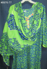 Suit 8977 Green Blue Printed Salwar Kameez Dupatta XX Large Plus Size Suit