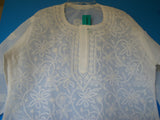 Blouse 907 White Cotton Embroidered Tunic Top Kurti Shieno