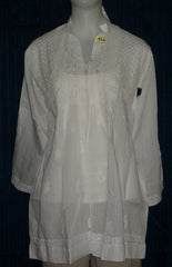Blouse 922 White Cotton Embroidered Tunic Top Kurti Shieno