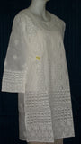 Blouse 927 White Cotton Embroidered Tunic Top Kurti Shieno