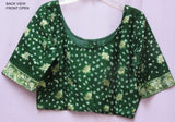Choli 1336 Green Georgette Banarsi Silk detail Medium Size Blouse Shieno Sarees