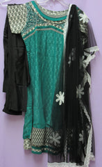 Suit 4049 Green Georgette Flared Salwar Kameez Dupatta Medium Size Shieno Sarees