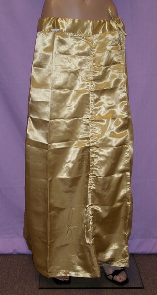 Women Gold Stain Silk Petticoat Saree Underskirt Free Size Silk Petticoat